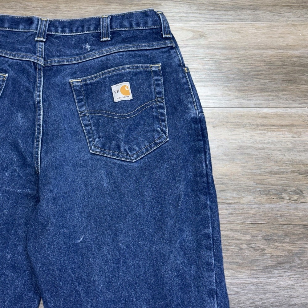 VTG Carhartt Flame-Resistant (FR) Relaxed Fit Denim Jeans Mens W34 x L32 - Picture 12 of 16